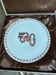 Dragons Entwined I, 2014, 2014 White Chinese Porcelain Plate D. 17 In