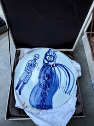 Man And Pregnant Woman, 2013, 2013 White Chinese Porcelain Plate D. 14 1/2 In