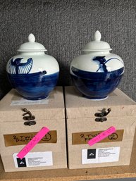 Pair Of White Porcelain Jars - Sailor 1 & 2