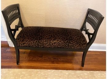 Hall Bench Black With Leopard Fabric