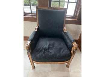 Louis XVI Style Black Bergere Armchair