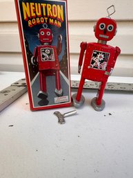 Vintage Neutron Robot Man!!! Wind Up Tin Toy
