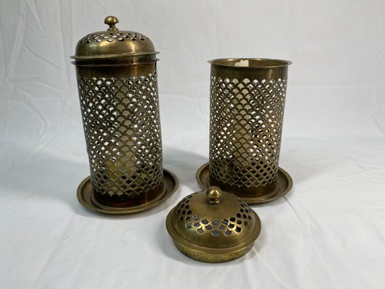 Pair Of Brass Antique Candle Holders
