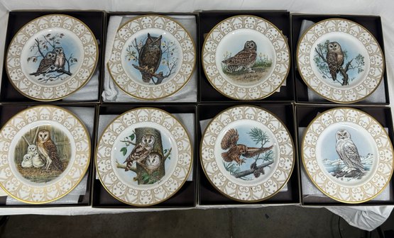 Great Set Of EDWARD MARSHALL BOEHM INC. USA Bone Porcelain Owl Plates