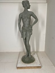 Clay Sculpture Of Standing Woman On Armature