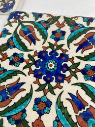 Collection Of 5 Vintage Handmade Asian Tile, Possibly Turkish