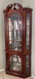 Solid Wood Mirrored & Lighted Corner Cabinet