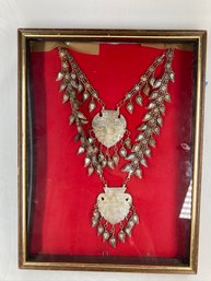 Antique Nomadic Jewelry From Afghanistan In Wall Hanging Shadowbox