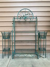 Nearly 6ft Tall Green Metal  3 Piece Outdoor Plant Stand