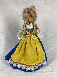 Handmade Swedish Girl In National Folk Dress Doll