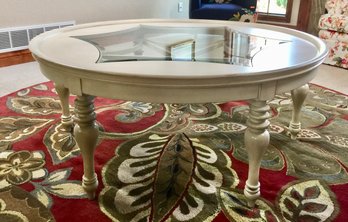 White Cocktail Table With Glass Top