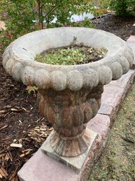 28 Inch Tall Ornate Cast Concrete Garden Urns Planter, Grape Motif, Heavy (North Unit)