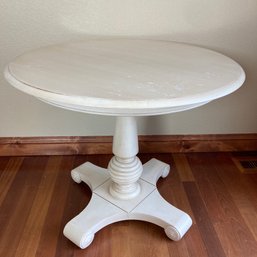 Distressed White Pedestal Table -New Country Collection By Ethan Allen