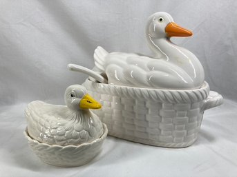 Cute Duck 2 Piece Glass Jars