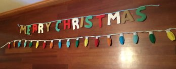 6 Foot Long Felt Merry Christmas & 7 Foot Long Felt Christmas Light Decor Strings