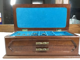 Turquoise  Colored Interior Jewelry Box With Assorted Jewelry