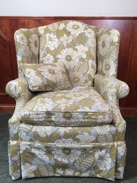 Pair Of Floral Upholstered Accent Chair With Matching Throw Pillow & Complementary Blanket