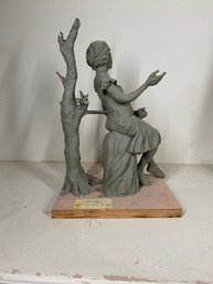 Clay Sculpture Of A Woman With Cat On Armature