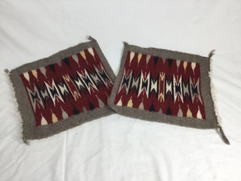 Pair Of Vintage Woven Southwestern Mats