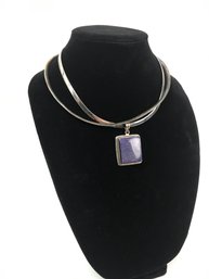 Sterling & Goldstone Pendant With Sterling Chain & Sterling Neck Form