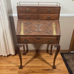 Antique Carved Detail Slat Top Writing Desk