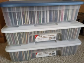 3 Storage Boxes With Lids- Full Of Various Artist CDS