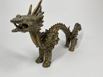 Vintage Cast Chinese Dragon Sculpture