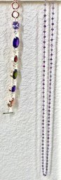 Faceted Amethyst Linked Necklace And Linked Large Facet Jewel Fashion Bracelet