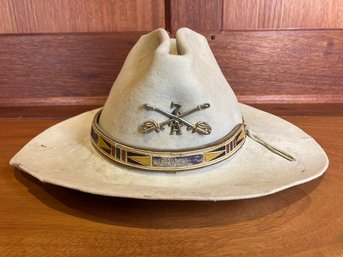 Vintage Jackson Hole Hat, Company Beaver Hat With Vintage Seventh Cavalry Bars