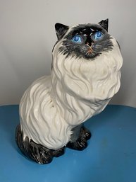 Ceramic Mid Century Elegant Painted Cat Statue