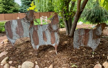 Tall Corrugated Metal Sheep Yard Art Set Of Three