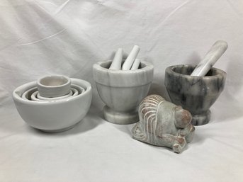 Set Of Marble Bowls With Grinders