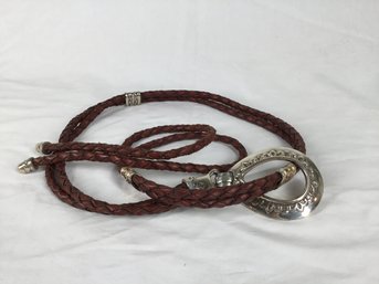 Women's Brown Braided Leather Belt