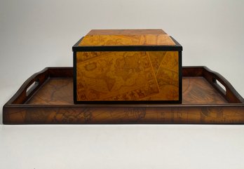 Decorative Wooden Box With Matching Wooden Tray