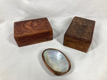 Set Of Homeopathic Candles With Beautifully Carved Wooden Boxes