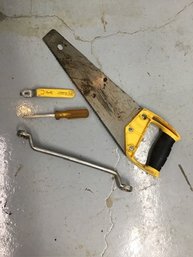 Saw With Screw Driver And Other Tools