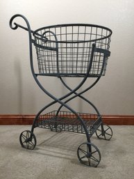 Find Vintage Style Wire And Metal Laundry Basket Cart With Removable Basket