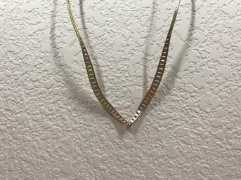 Gold & Multi Metal Tone V-shaped  Necklace