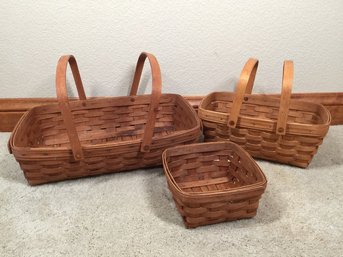 Collection Of 3 Longaberger Woven Baskets