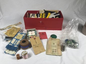 Shoebox, Full Of Sewing & Mending Items