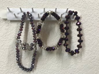 Lot Of Black Beaded Bracelets