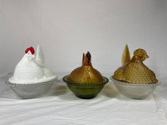 Vintage Glass Hens