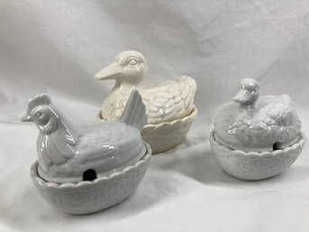 Lot Of Assorted White Chicken And Duck 2 Piece Serving Containers