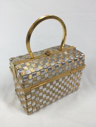 Vintage Coblentz Metal Silver And Gold Basket Weave Mini Purse 50's-60s