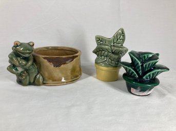 Set Of Cute Ceramic Nature Themed Planters