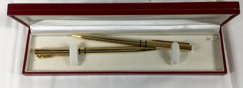 Pair Of Gold Tone Pens In Case