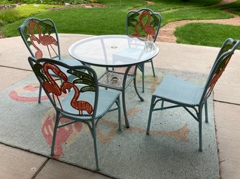 Super Cute Flamingo Themed Pier One Outdoor Set, Rug Sold Separately, See Photos For Condition