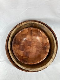 3 Wood Salad Bowls