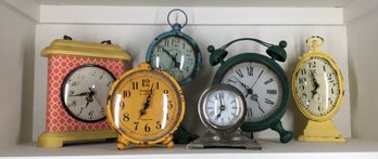 Collection Of Six Colorful Assorted Reproduction Antique Desk Clocks