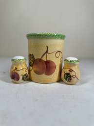 Cute, Ceramic Salt And Pepper With Sugar Jar